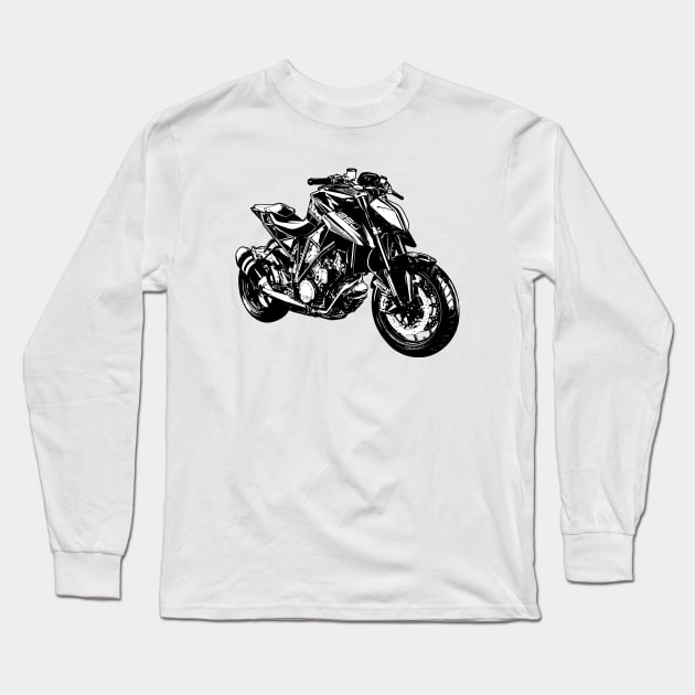Super Duke 1290 Bike Black and White Color Long Sleeve T-Shirt by KAM Std